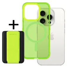 Amazing Thing Titan Pro Neon Mag Wallet tok 10FT IP156.7PTWGN iPhone 15 Pro Max zöld állvánnyal