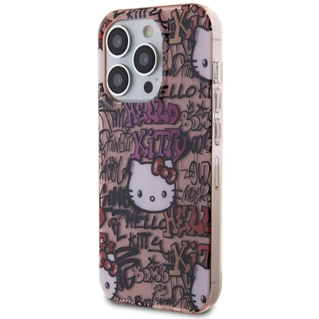 Original Case HELLO KITTY kemény tok IML Tags Graffiti HKHCP15LHDGPTP iPhone 15 Pro rózsaszín - 2