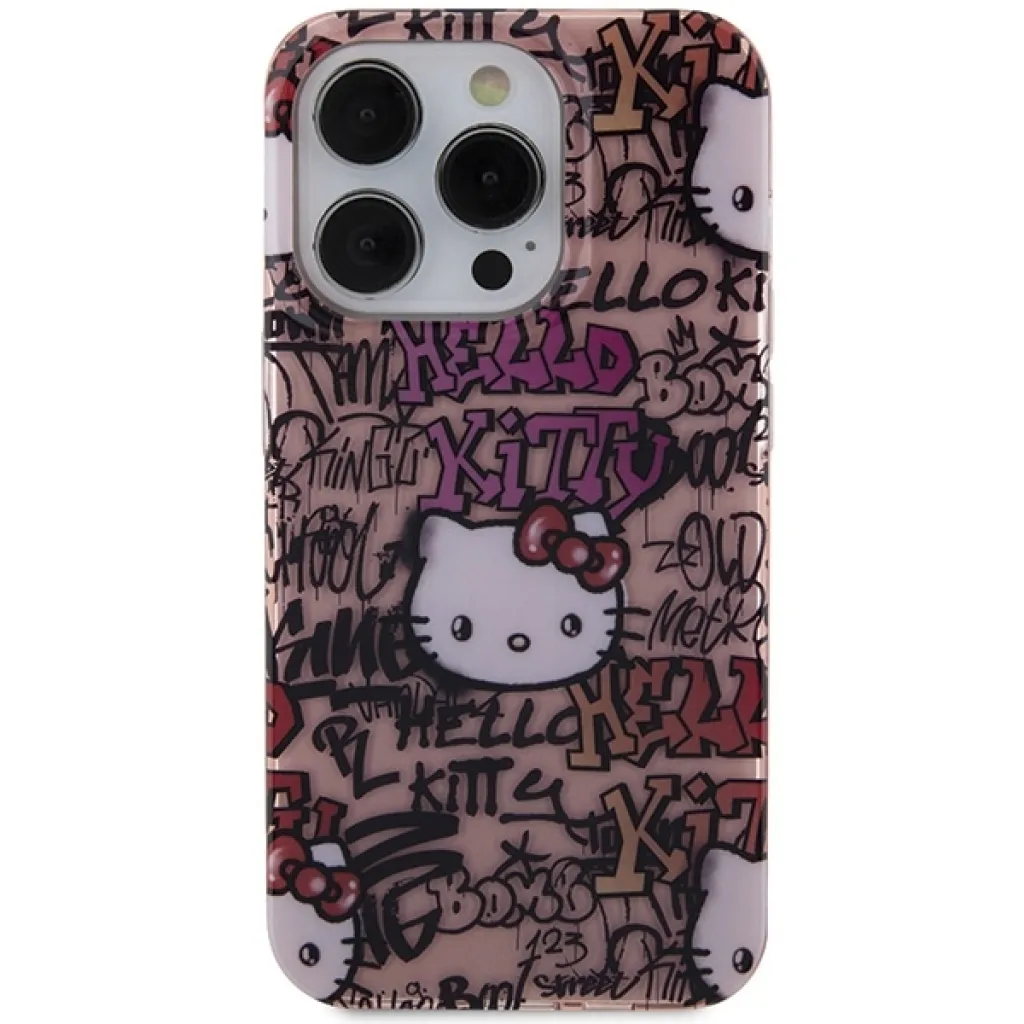 Original Case HELLO KITTY kemény tok IML Tags Graffiti HKHCP15LHDGPTP iPhone 15 Pro rózsaszín - 3