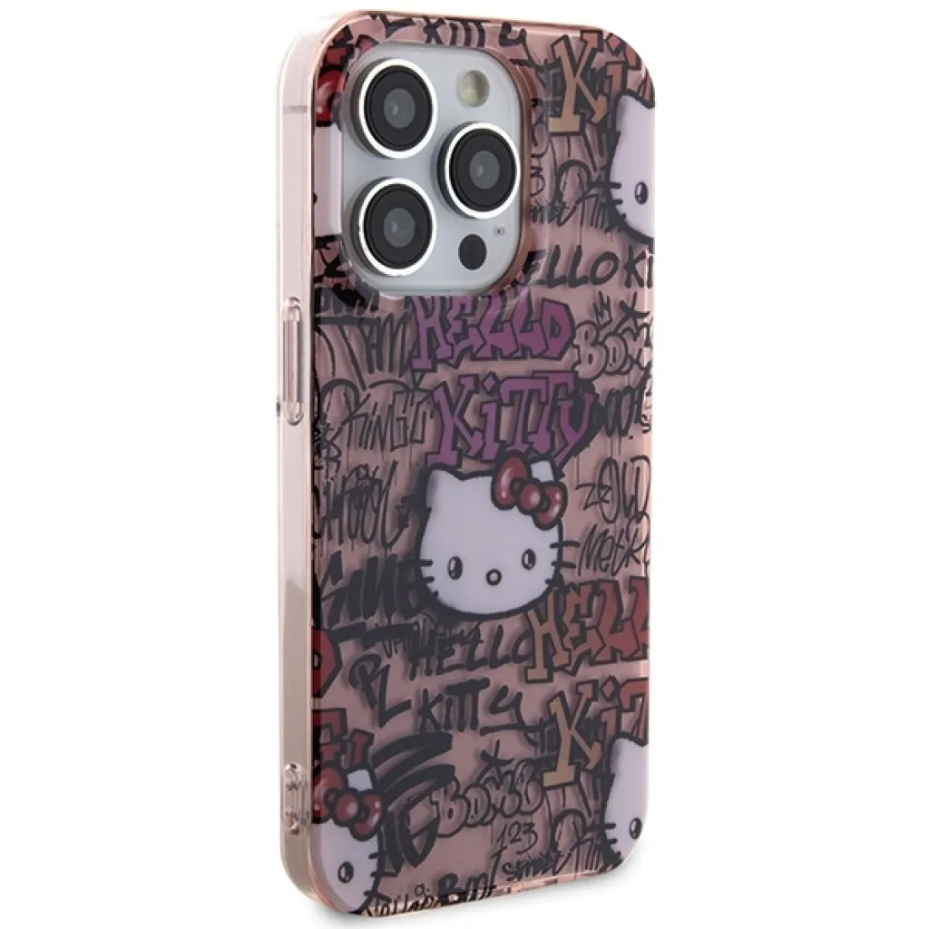 Original Case HELLO KITTY kemény tok IML Tags Graffiti HKHCP15LHDGPTP iPhone 15 Pro rózsaszín - 4