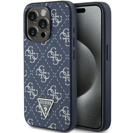 Original Case GUESS kemény tok 4G Triangle Metal Logo GUHCP15LPG4GPB iPhone 15 Pro kék tok