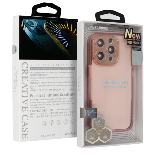 Liavec AG Matte sorozatú tok iPhone 15 Pro-hoz világos rózsaszín