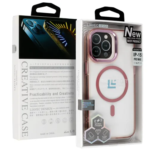 Liavec Crystal Magsafe tok iPhone 15 Pro Max rózsaszín Liavec Crystal Magsafe tok iPhone 15 Pro Max rózsaszín