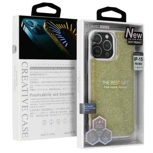 Liavec Glitter Magsafe tok iPhone 15 Pro Max ezüst Liavec Glitter Magsafe tok iPhone 15 Pro Max ezüst