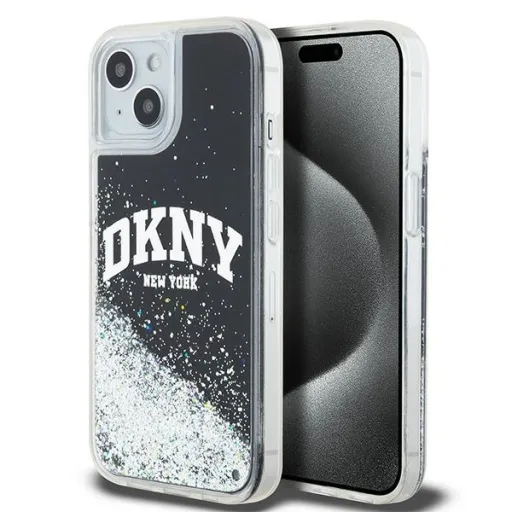 DKNY Original kemény tok, Liquid Glitter Big Logo DKHCP15MLBNAEK iPhone 15 Plus fekete tok