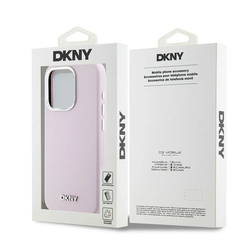 Eredeti DKNY tok kemény tok Liquid Silicone Small Metal Logo MagSafe DKHMP14LSMCHLP iPhone 14 Pro rózsaszín tok - 8