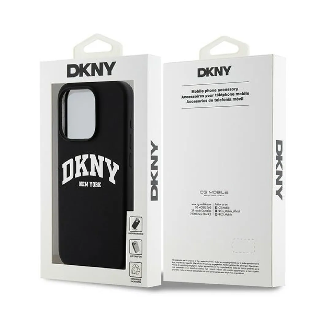 Eredeti DKNY kemény tok folyékony szilikon fehér nyomtatott logóval MagSafe DKHMP14LSNYACH iPhone 14 Pro fekete tok - 8