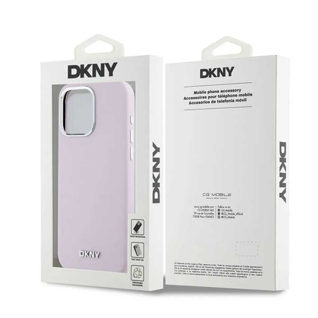 Original DKNY kemény tok folyékony szilikon kis fém logóval MagSafe DKHMP14XSMCHLP iPhone 14 Pro Max rózsaszín tok - 8