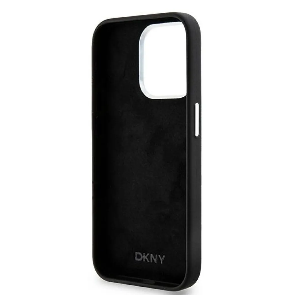 Original Case DKNY kemény tok folyékony szilikon kis fém logóval MagSafe DKHMP15LSMCHLK iPhone 15 Pro fekete tok - 7