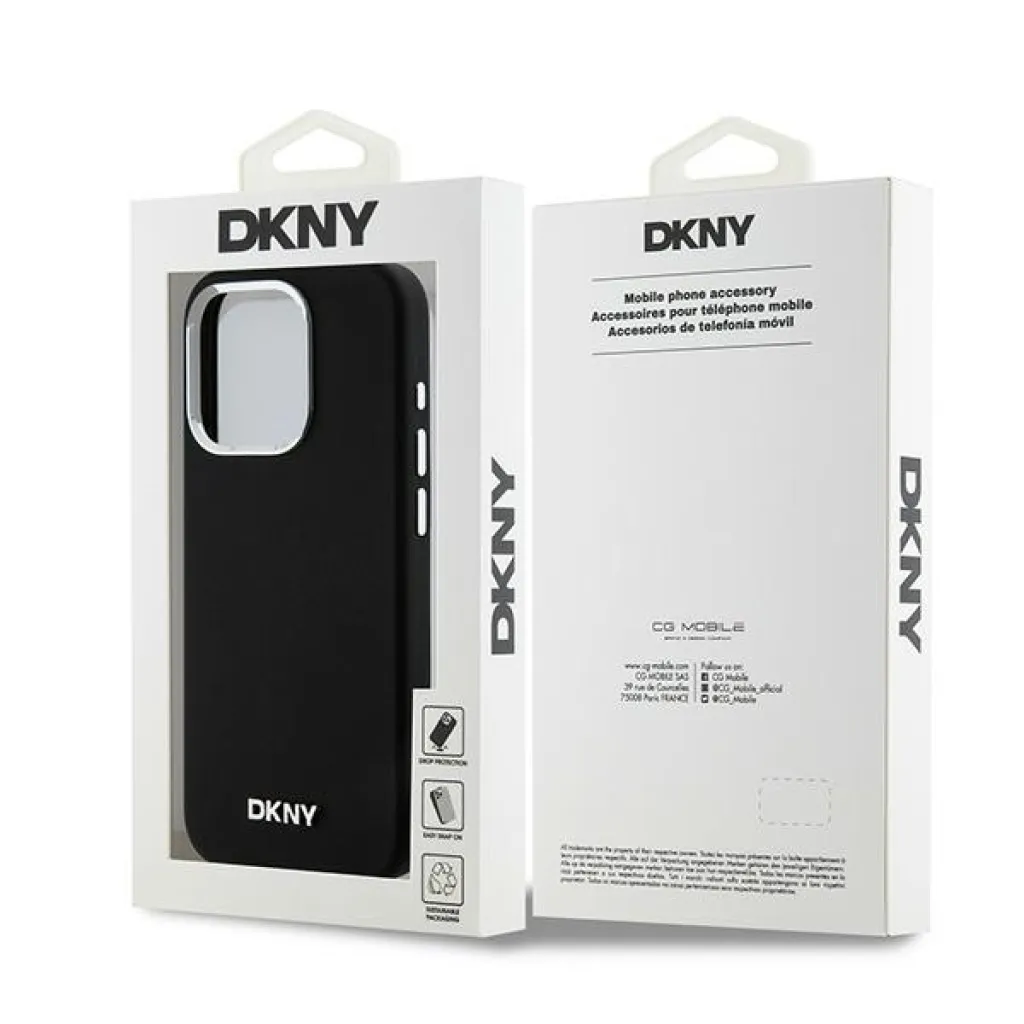 Original Case DKNY kemény tok folyékony szilikon kis fém logóval MagSafe DKHMP15LSMCHLK iPhone 15 Pro fekete tok - 8
