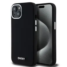 Original Case DKNY hardcase Liquid Silicone Small Metal Logo MagSafe DKHMP15MSMCHLK iPhone 14 Plus/15 Plus fekete tok