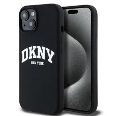 Original Case DKNY hardcase Liquid Silicone White Printed Logo MagSafe DKHMP15MSNYACH iPhone 14 Plus/15 Plus tok fekete