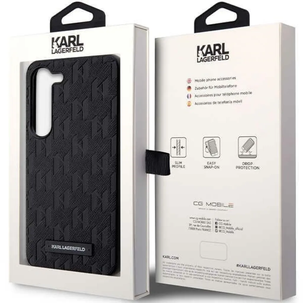 Samsung Galaxy S24 Eredeti Pouch KARL LAGERFELD keménytok Saffiano Mono Metal Logo KLHCS24SSAKLHPK fekete tok - 8