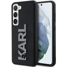 Original Pouch KARL LAGERFELD 3D Gumiból készült Csillogó Logó KLHCS24S3DMBKCK Samsung Galaxy S24 fekete tok