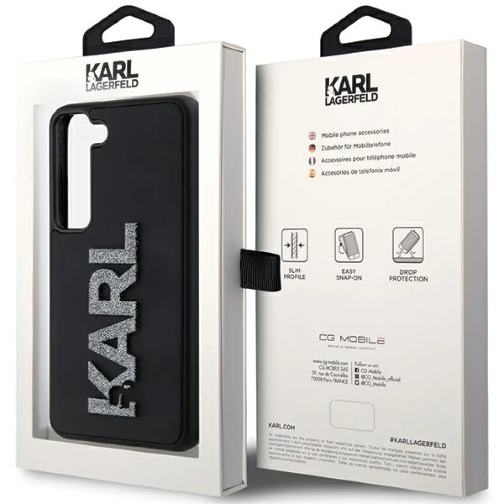 Original Pouch KARL LAGERFELD 3D Gumiból készült Csillogó Logó KLHCS24S3DMBKCK Samsung Galaxy S24 fekete tok - 8
