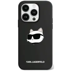 Original Pouch KARL LAGERFELD hardcase Szilikon Choupette Head MagSafe KLHMP15LSCHPPLK iPhone 15 Pro tok Fekete