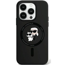 Originálne silikónové puzdro Karl Lagerfeld Karl & Choupette MagSafe KLHMP15LSCMKCRHK iPhone 15 Pro čierne puzdro