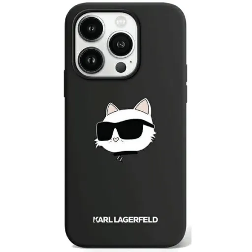 Original Pouch KARL LAGERFELD hardcase Silicone Choupette Head MagSafe KLHMP15XSCHPPLK for iPhone 15 Pro Max Black tok