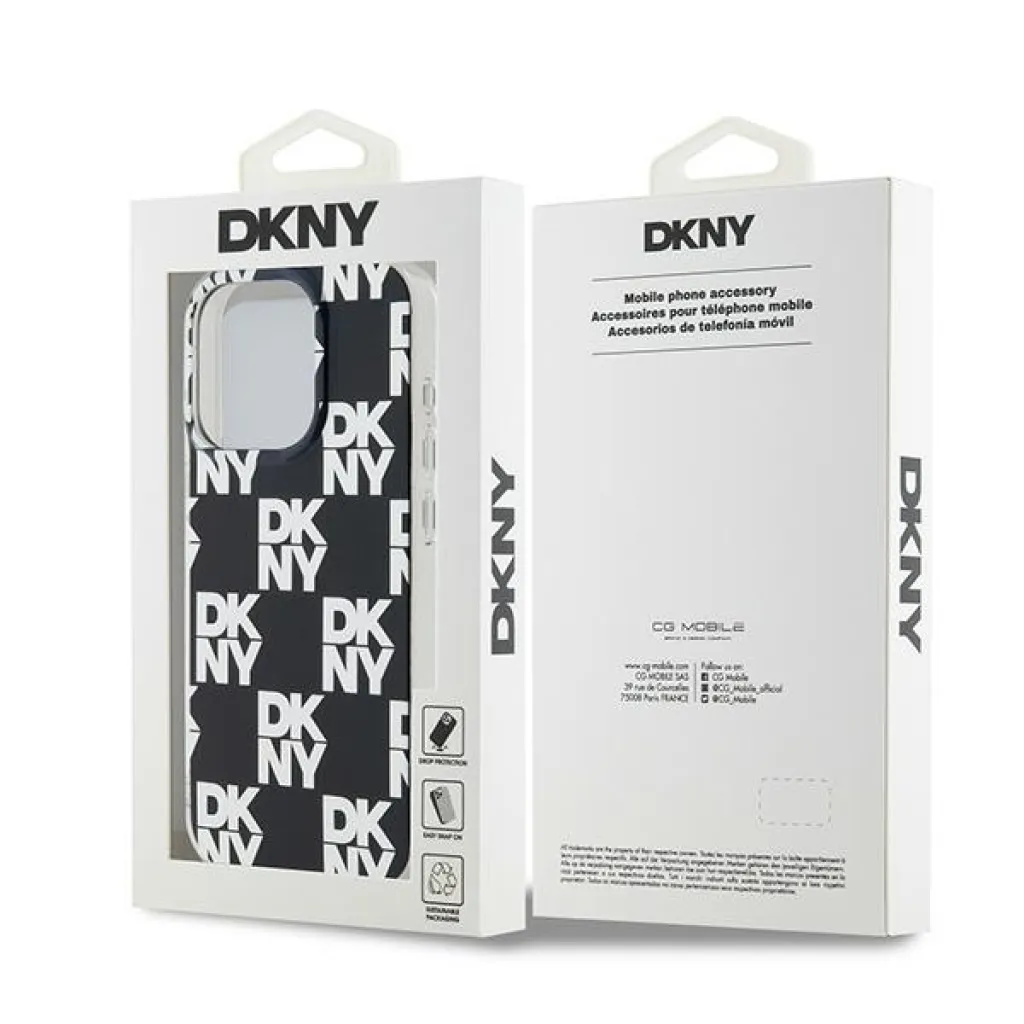 Eredeti tok DKNY keménytok IML Kockás Mono Minta DKHCP15LHDLCEK iPhone 15 Pro fekete - 8