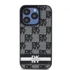 Original Case DKNY keménytok Bőr Kockás Mono Minta és Nyomtatott Csíkok DKHCP15XPCPTSSK iPhone 15 Pro Max fekete tok - 1. kép
