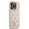 Eredeti DKNY bőrtok kockás mono mintával és nyomtatott csíkokkal iPhone 15 Pro Max rózsaszín tok - 2. kép