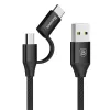 Baseus Yiven Nylon harisnyázott USB-Type C/ Micro USB kábel 1m fekete - 3. kép