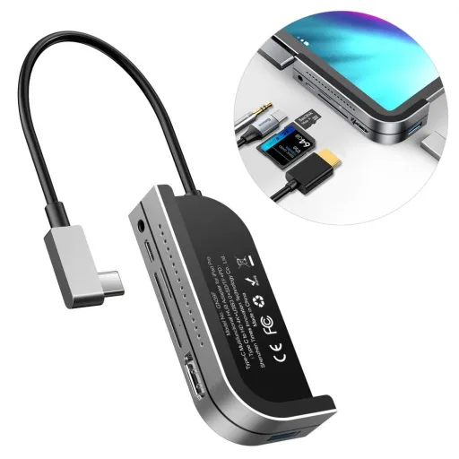 Baseus USB HUB Type-C - HDMI/TF - SD kártyaolvasó/ USB Type-C PD/ 3.5 mm szürke (CAHUB-WJ0G)