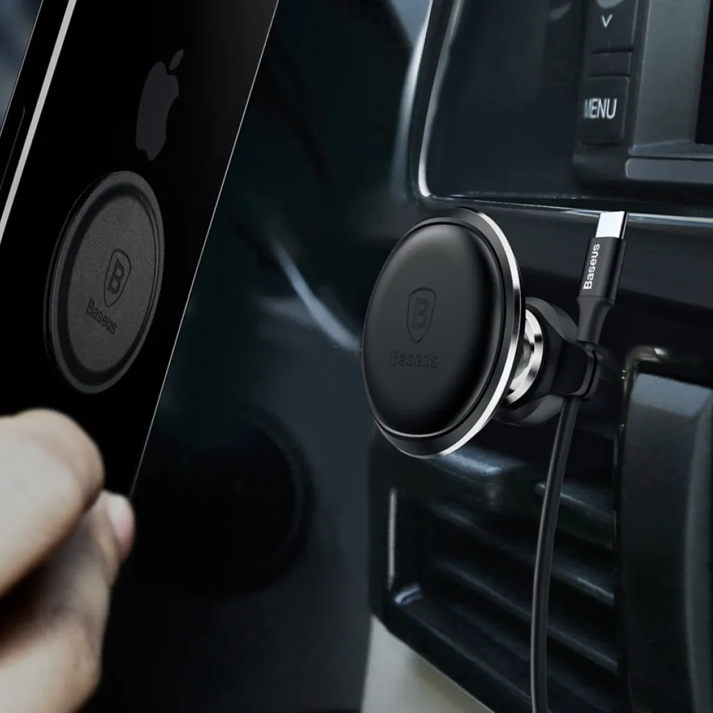 Baseus szellőzőre erősíthető mágneses autós telefontartó kábel elvezetéssel fekete (SUGX-A01) - 14
