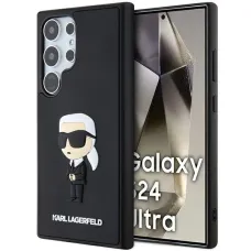 Eredeti Pouch KARL LAGERFELD keménytok 3D Rubber Ikonik KLHCS24L3DRKINK Samsung Galaxy S24 Ultra fekete tok