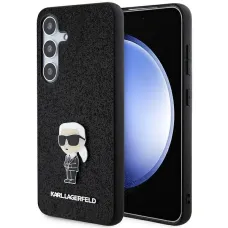 Eredeti KARL LAGERFELD kemény tok Fixed Glitter Ikonik Logo Metal Pin KLHCSA55GKNPSK Samsung Galaxy A55 fekete tok