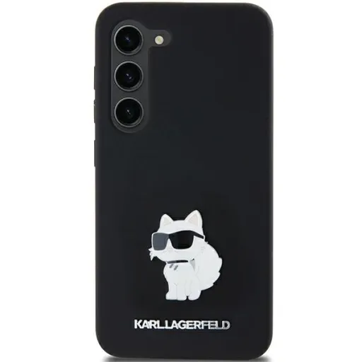 Original Pouch KARL LAGERFELD hardcase Silicone Choupette Metal Pin KLHCSA55SMHCNPK Samsung Galaxy A55 fekete tok