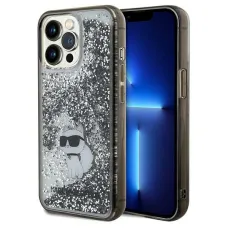 Original Pouch KARL LAGERFELD keménytok Liquid Glitter Choupette KLHCP13XLKCNSK for Iphone 13 Pro Max Átlátszó tok