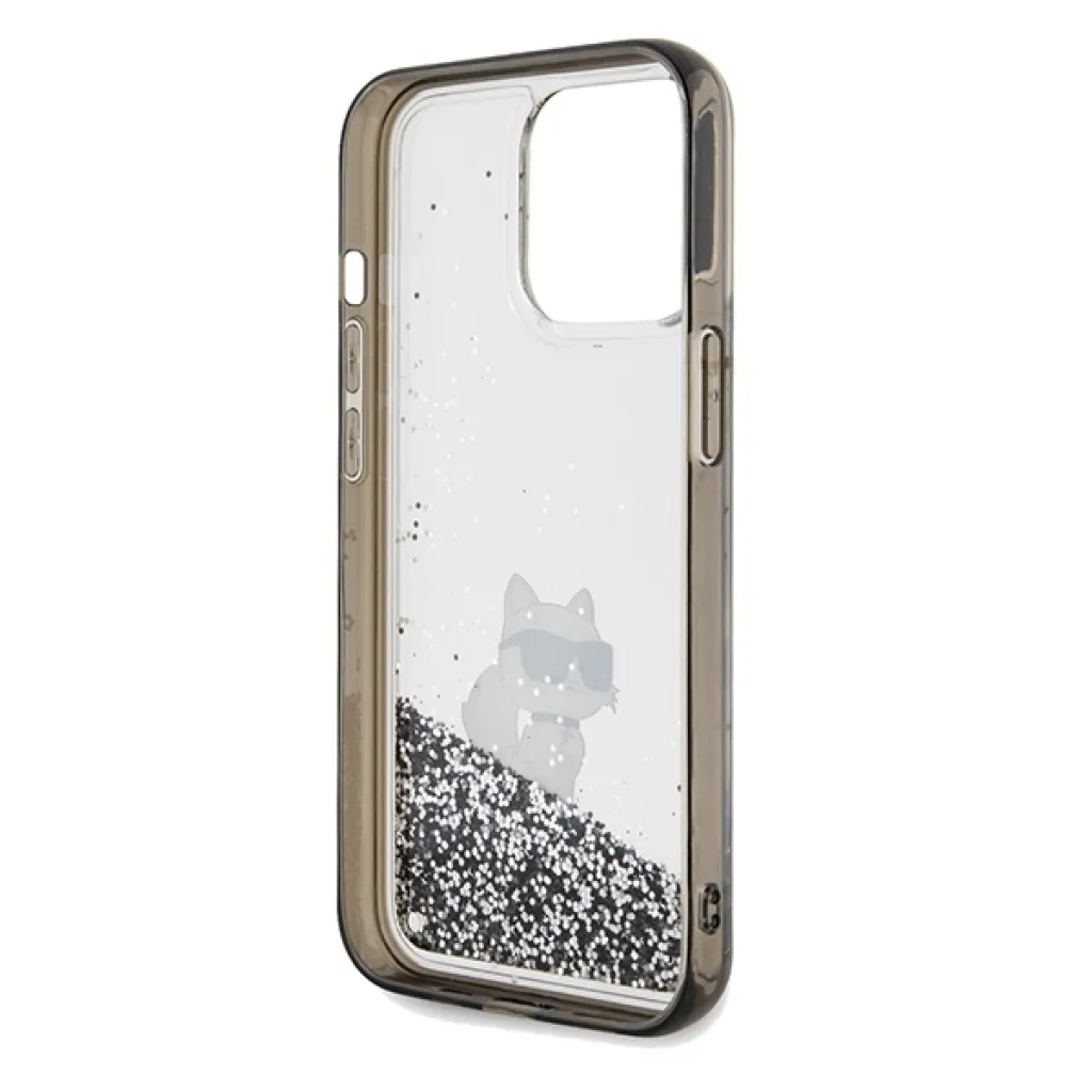 Original Pouch KARL LAGERFELD keménytok Liquid Glitter Choupette KLHCP13XLKCNSK for Iphone 13 Pro Max Átlátszó tok - 7