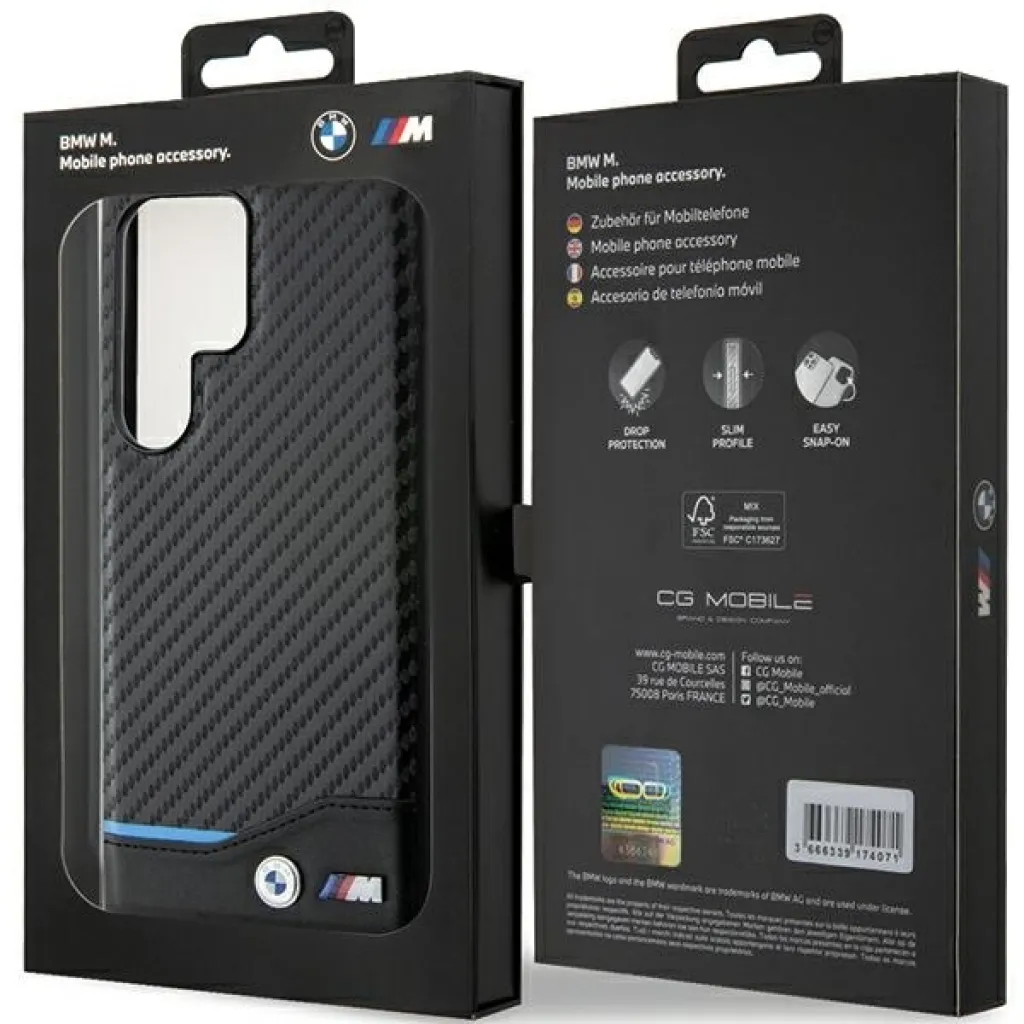 Original Case BMW Leather Carbon BMHCS24L22NBCK tok Samsung Galaxy S24 Ultra Black - 7