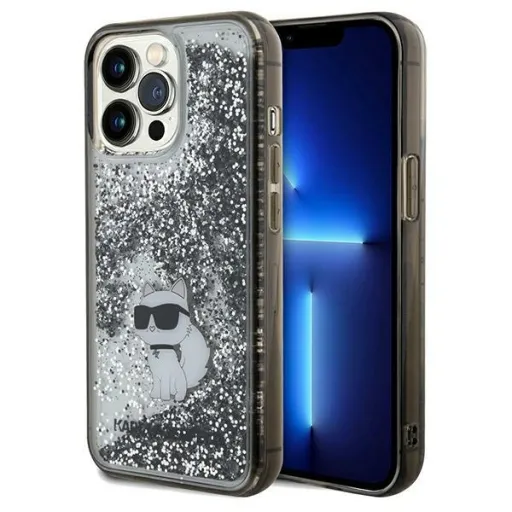 Original Pouch KARL LAGERFELD hardcase Liquid Glitter Choupette KLHCP13LLKCNSK iPhone 13 Pro tok