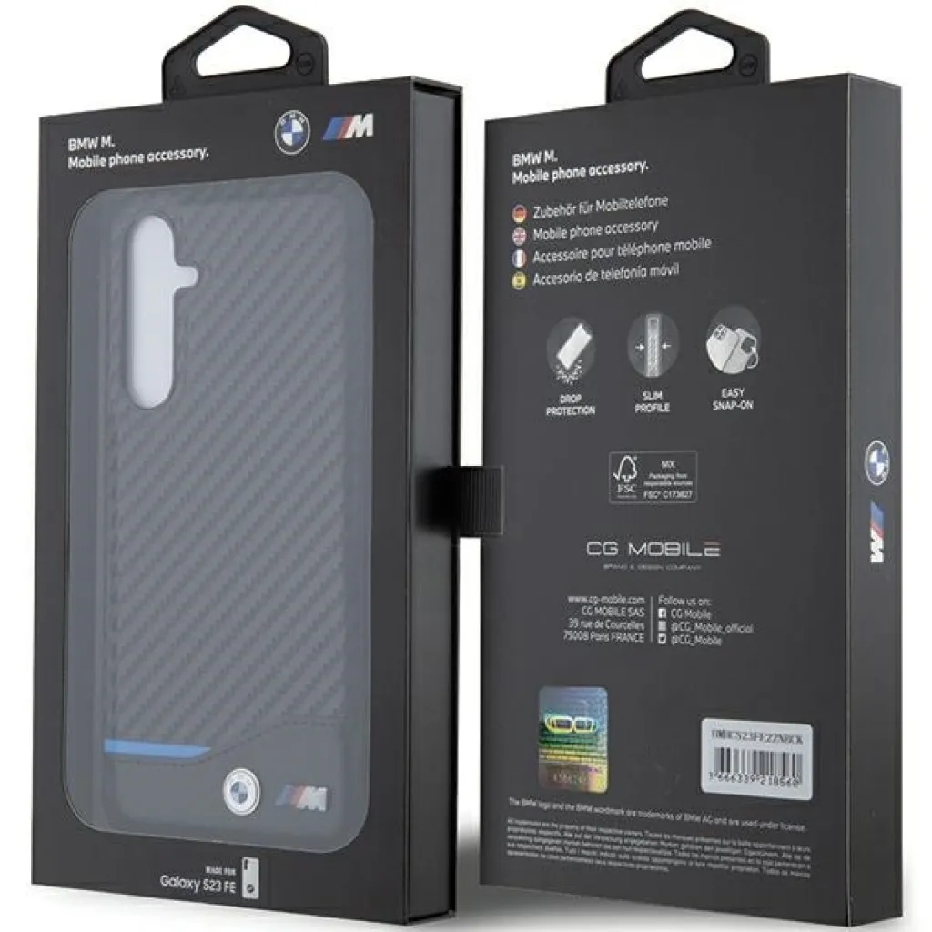 Original Case BMW Leather Carbon BMHCS23FE22NBCK Samsung Galaxy S23 FE fekete tok - 7