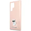 Eredeti KARL LAGERFELD szilikon Choupette fém pin KLHCS24LSMHCNPP Samsung Galaxy S24 Ultra rózsaszín tok - 4. kép