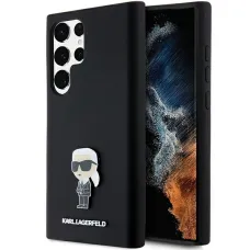 Original Pouch KARL LAGERFELD tok hardcase Silicone Ikonik Metal Pin KLHCS24LSMHKNPK for Samsung Galaxy S24 Ultra black