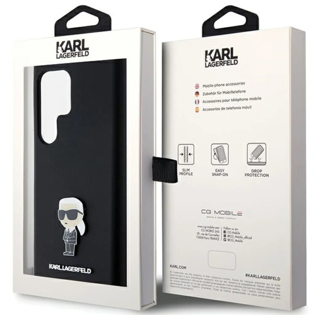 Original Pouch KARL LAGERFELD tok hardcase Silicone Ikonik Metal Pin KLHCS24LSMHKNPK for Samsung Galaxy S24 Ultra black - 8