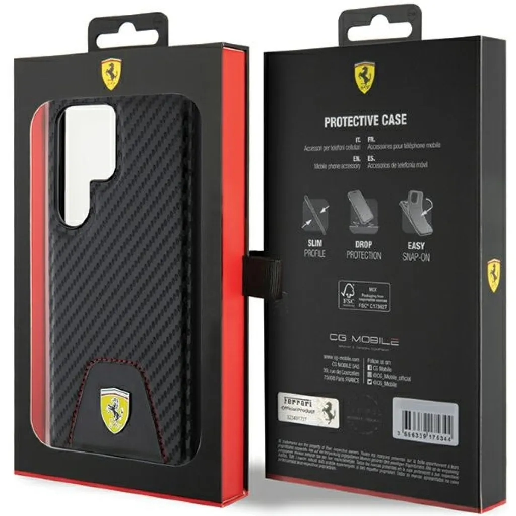 Original FERRARI keménytok Carbon Stitched Bottom FEHCS24LN3PUK Samsung Galaxy S24 Ultra Black tok - 8
