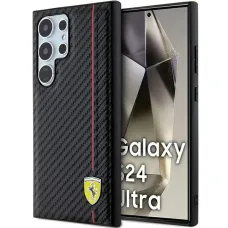 Original FERRARI hardcase Carbon Printed Line FEHCS24LN3DUR tok Samsung Galaxy S24 Ultra fekete