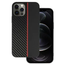 Tel Protect CARBON tok iPhone 12 Pro Max fekete piros csíkkal