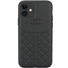 Eredeti AUDI keménytok valódi bőrből AU-TPUPCIP12P-Q8/D1-BK iPhone 12/ 12 Pro tok fekete