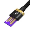 USB/USB-C nylon harisnyázott kábel 40W Baseus Purple Gold Red gyorstöltési teljesítménnyel QC3.0 1m fekete type-c - 2. kép