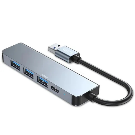 HUB Tech-Protect V0 5in1 USB-A - USB-A 3.0 / 3x USB-A 2.0 / USB-C - szürke