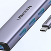 Multifunkciós HUB 5 az 1-ben USB-C - HDMI 1.4 / 3 x USB-A / USB-C PD 100W Ugreen CM511 - szürke - 0. kép