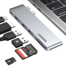 HUB Ugreen CM380 2xUSB C - HDMI/2xUSB 3.0/SD TF/USB C PD - sivá HUB Ugreen CM380 2xUSB C - HDMI/2xUSB 3.0/SD TF/USB C PD - sivá
