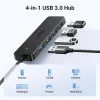 HUB Ugreen CM219 25851 with 4 USB-A 3.0 ports and USB-A 3.0 cable 15cm - black - 1. kép