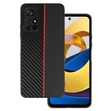 Tel Protect CARBON tok Xiaomi Redmi Note 11 5G/Note 11S 5G/Poco M4 Pro 5G fekete piros csíkkal