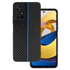 Tel Protect CARBON tok Xiaomi Redmi Note 11 5G/Note 11S 5G/Poco M4 Pro 5G Fekete kék csíkkal